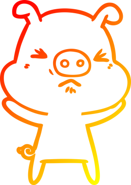 Bir insan tarafından çizilmiş kızgın bir domuzun sıcak çizgi çizimi