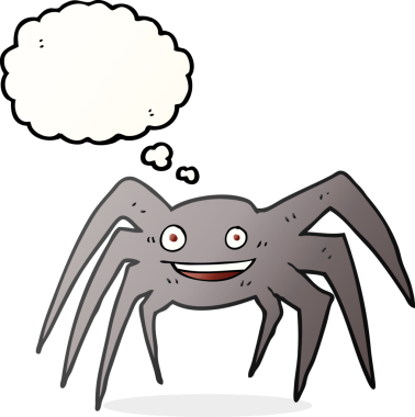 Serbest çizim düşünce balonu çizgi filmi Mutlu örümcek bir insan tarafından çizildi