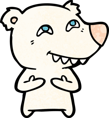 Karikatür kutup ayısı bir insan tarafından çizilmiş dişleri gösteriyor