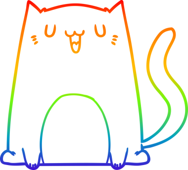 gökkuşağı gradyan çizimi bir insan tarafından çizilmiş komik bir çizgi film kedisi