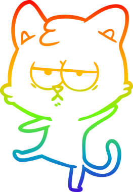 gökkuşağı gradyan çizimi bir insan tarafından çizilmiş sıkılmış çizgi film kedisi