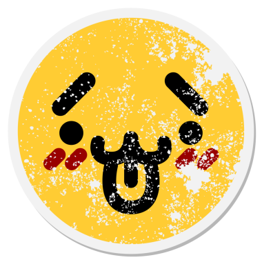 Bir insan tarafından çizilmiş sevimli hayvan yüzlü dairesel etiket.