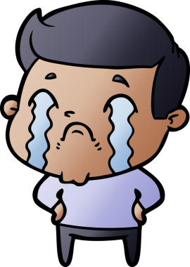 Bir insan tarafından çizilmiş ağlayan çizgi film adamı.