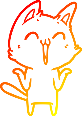 Bir insan tarafından çizilmiş mutlu çizgi film kedisinin sıcak çizgi çizgisi.