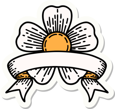 Bir insan tarafından çizilmiş çiçek pankartıyla dövme stili