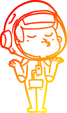 Bir insan tarafından çizilmiş kendinden emin bir astronotun sıcak çizgi çizimi