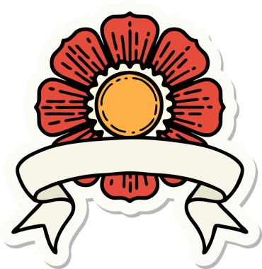 Bir insan tarafından çizilmiş çiçek pankartıyla dövme stili