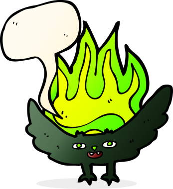 Bir insan tarafından çizilmiş düşünce baloncuklu korkunç vampir yarasa çizgi filmi.