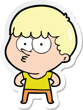 Bir insan tarafından çizilmiş meraklı bir çocuğun çıkartması.