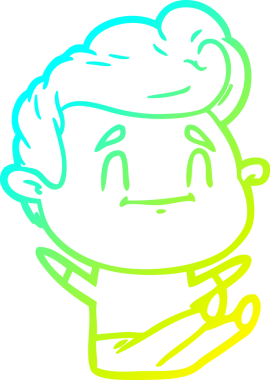 Bir insan tarafından çizilmiş mutlu bir çizgi film karakteri çizimi.