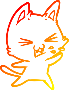 Bir insan tarafından çizilmiş çizgi film kedisinin sıcak çizgi çizimi