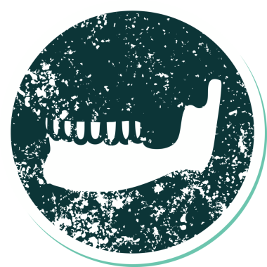 bir insan tarafından çizilmiş iskelet çene simgesi dövme stili