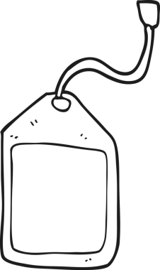 Bir insan tarafından çizilmiş siyah beyaz bavul etiketi.