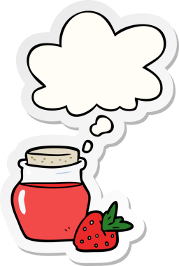 Düşünce baloncuklu reçel kavanozu insan tarafından çizilmiş bir çıkartma.