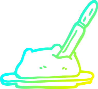 Bir insanın çizdiği tereyağı ve bıçağın soğuk gradyan çizgisi.