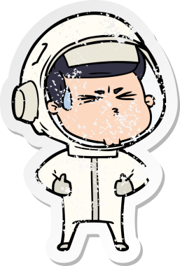 Bir insan tarafından çizilmiş stresli astronot karikatürü.