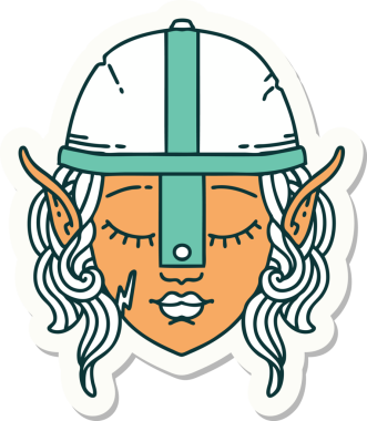 Bir insan tarafından çizilmiş elf karakterinin çıkartması.