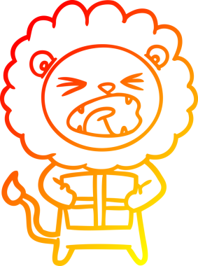 Bir insan tarafından çizilmiş bir karikatür aslanının sıcak çizgi çizimi.