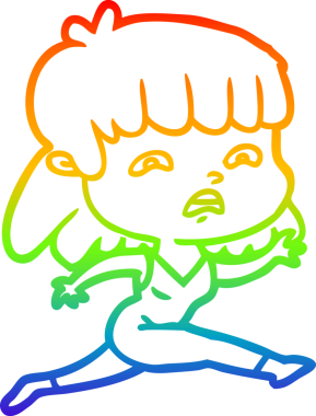 Gökkuşağı gradyan çizimi Bir insan tarafından çizilmiş endişeli bir çizgi kadın