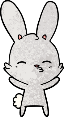 Bir insan tarafından çizilmiş meraklı tavşan çizgi filmi.