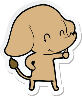 Bir insan tarafından çizilmiş şirin bir fil çıkartması.