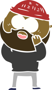 Düz renkli çizgi film sakallı adam bir insan tarafından çizilmiş.