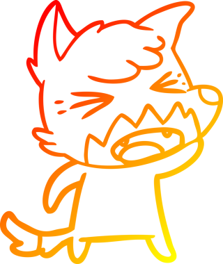 Bir insan tarafından çizilmiş kızgın bir tilkinin sıcak çizgi çizimi