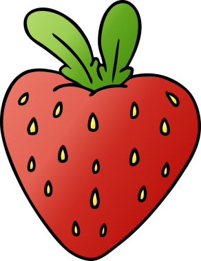 Bir insan tarafından çizilmiş taze çileğin gradyan karikatürü.