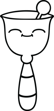 Bir insan tarafından çizilmiş okul çanının çizgi çizimi.