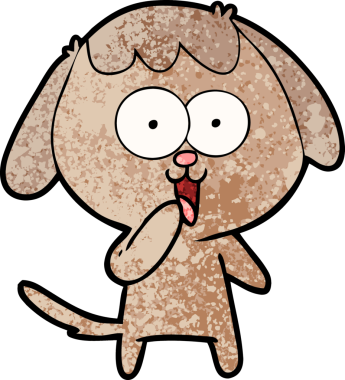 Bir insan tarafından çizilmiş şirin bir çizgi film köpeği.