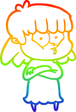 gökkuşağı gradyan çizimi bir insan tarafından çizilmiş bir çizgi film ıslık kızı