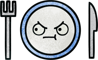 Bir insan tarafından çizilmiş yemek tabağının retro grunge deseni.