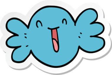 Bir insan tarafından çizilmiş bir çizgi film çıkartması.