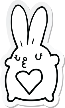 Sevgi dolu bir insan tarafından çizilmiş sevimli bir tavşanın çıkartması.
