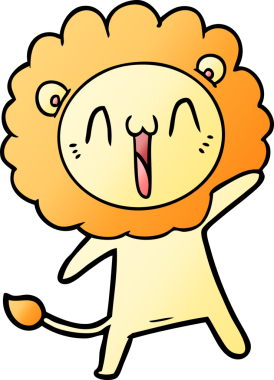 Bir insan tarafından çizilmiş mutlu çizgi film aslanı.
