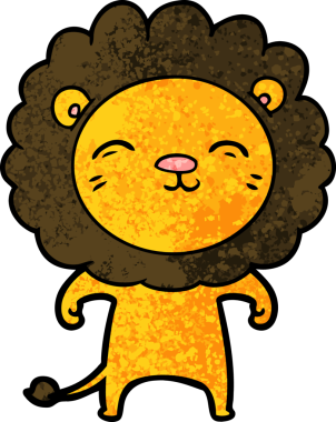 Bir insan tarafından çizilmiş çizgi film aslanı.