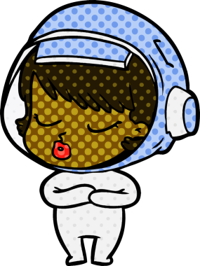 Bir insan tarafından çizilmiş güzel astronot kız.