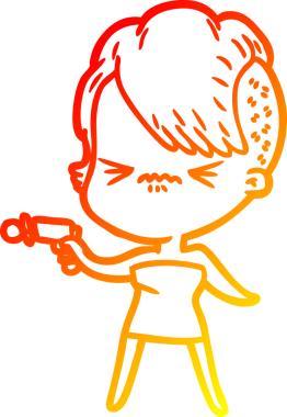 Bir insan tarafından çizilmiş, kızgın bir hipster kızın çizgi çizimi.