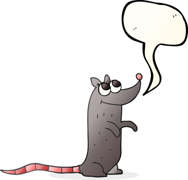 Bir insan tarafından çizilmiş serbest konuşma balonu çizgi film faresi.