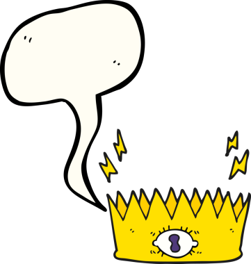 Bir insan tarafından çizilmiş serbest konuşma balonu karikatürü sihirli taç