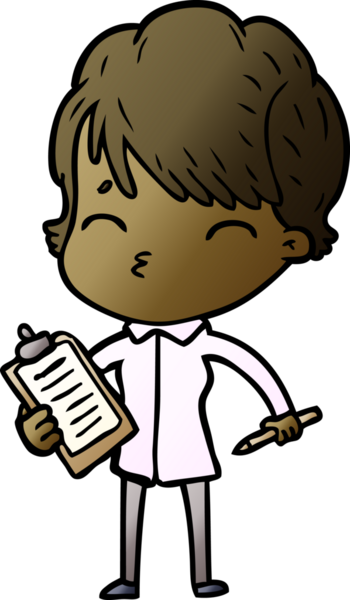 Bir insan tarafından çizilmiş bir çizgi film kadını.