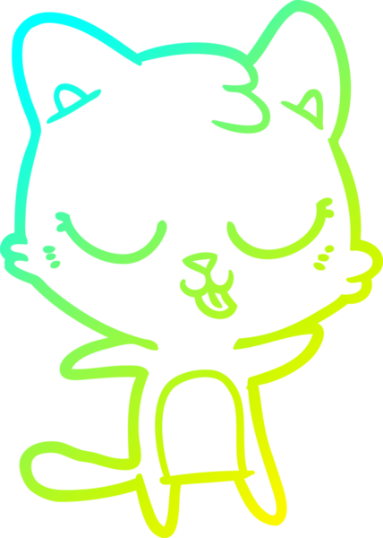 Bir insan tarafından çizilmiş bir çizgi film kedisinin soğuk gradyan çizgisi.