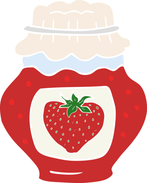 Bir insan tarafından çizilmiş çilek reçeli kavanozunun düz renk çizimi