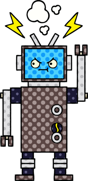 bir insan tarafından çizilmiş bir robotun çizgi roman tarzı