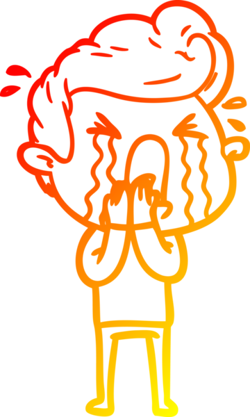 Bir insan tarafından çizilmiş, ağlayan bir çizgi film karakteri.