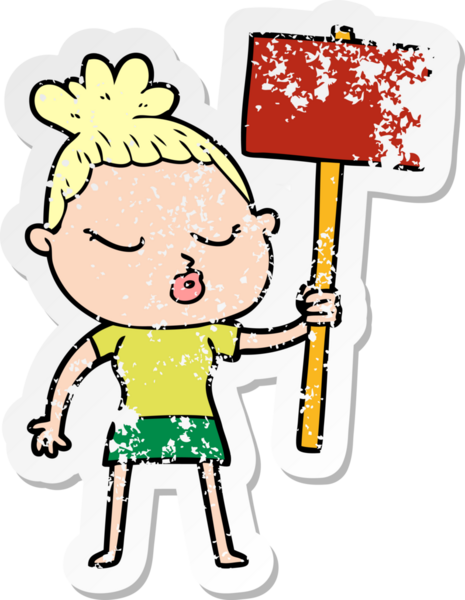 Bir insan tarafından çizilmiş sakin bir karikatür çıkartması.