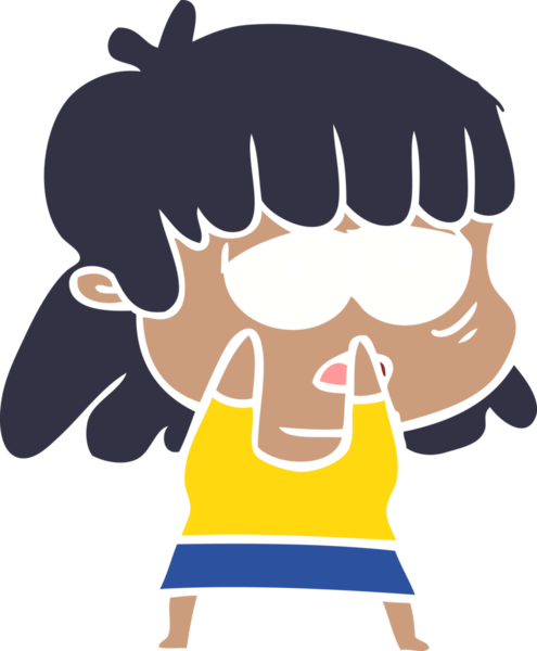 Düz renkli çizgi film. Bir insan tarafından çizilmiş yorgun kadın.