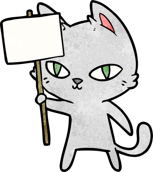 Bir insan tarafından çizilmiş çizgi film kedisi el sallama işareti