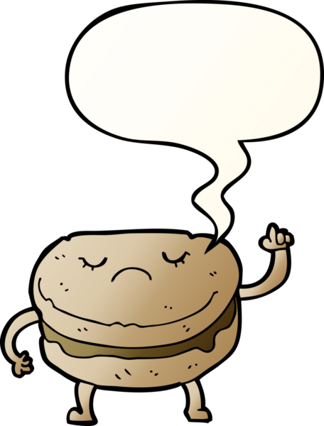 bir insan tarafından çizilmiş düzgün eğimli konuşma baloncuklu çizgi film bisküvisi