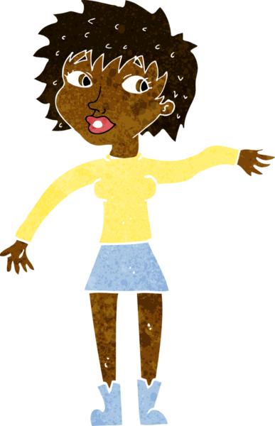 Çizgi film dostu bir kadın bir insan tarafından çiziliyor.